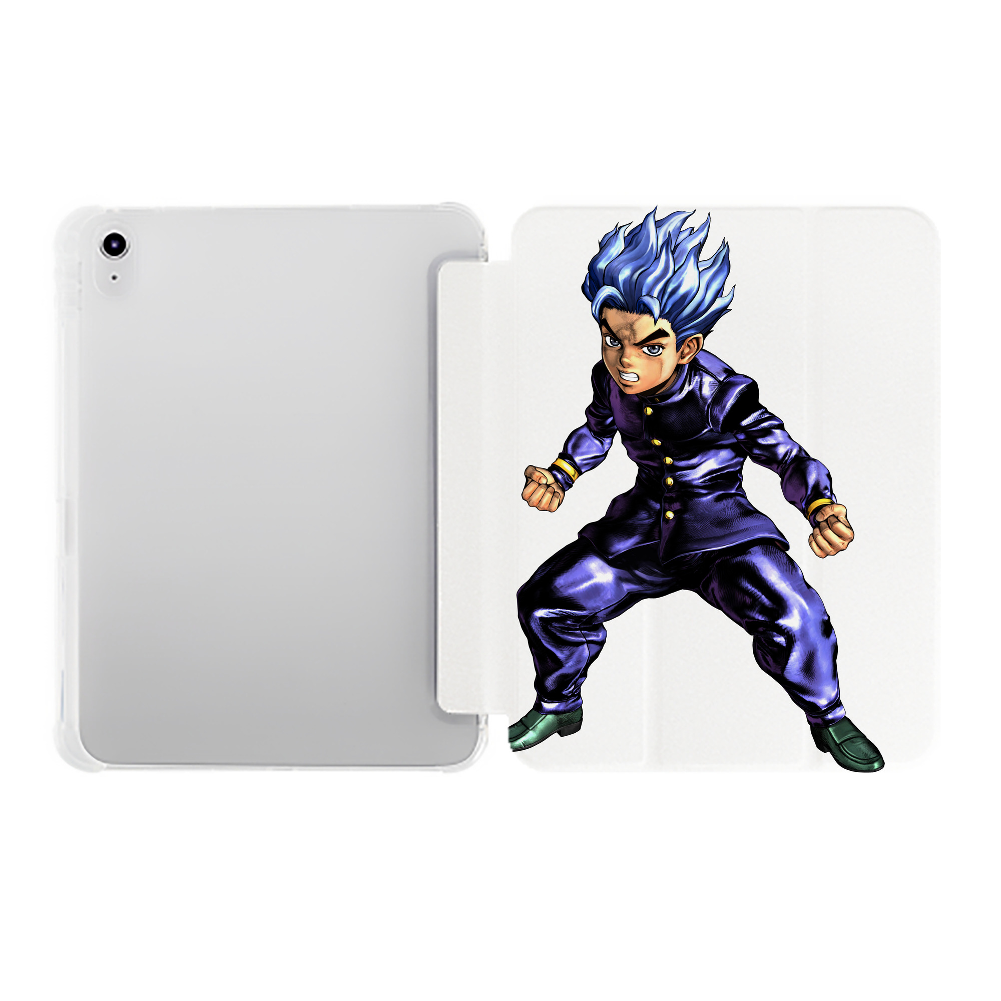 （画像用） ジョジョの奇妙な冒険 広瀨康一 JoJo's Bizarre Adventure Hirose Koichi IPad ケース ペン収納付き 三つ折りスタンド PUレザー×シリコン 対応機種9.5/10.5/10.9インチ